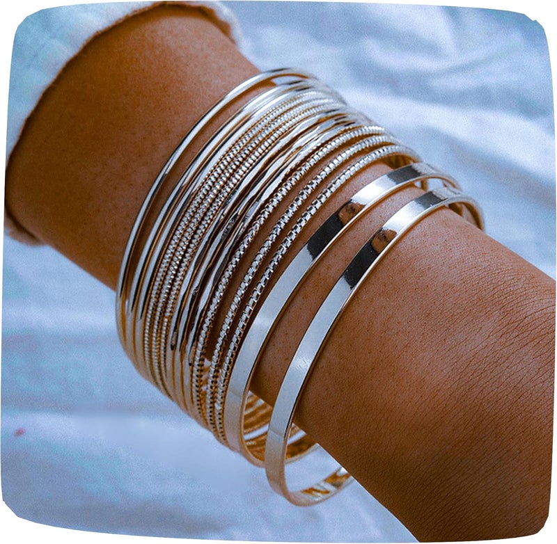 RINTOLER Store 16Pcs Gold Bangle Bracelets for Women - Multi Layer Stackable Textured Bracelets Boho Jewelrys Set. - Image 1